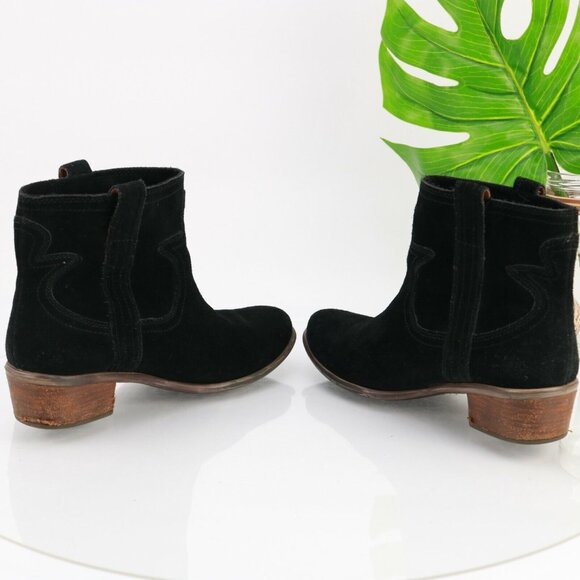 Lucky Brand Womens Terra Boot Size 9.5 Black Suede Block Heel Western Bootie - Picture 8 of 11
